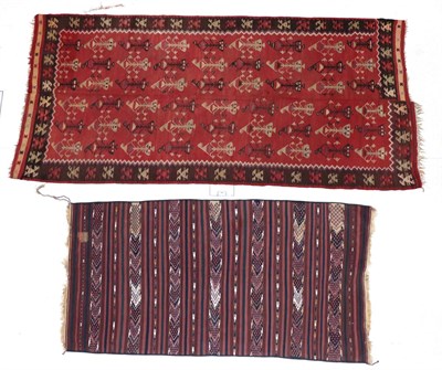 Lot 375 - Turkish Kilim Probably Thrace, circa 1950 The crimson field of angular stylised plants enclosed...