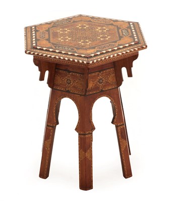 Lot 376 - A Spanish Bone and Marquetry Occasional Table, late 19th/early 20th century, in Neo-Mudejar...