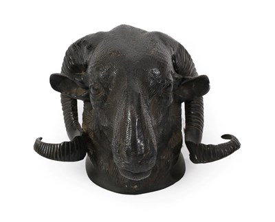 Lot 377 - A Bronze Goat's Head Wall Mount, probably French, late 19th century, naturalistically modelled,...