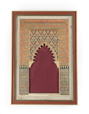 Lot 378 - Enrique Linares: A Gilt and Painted Carved Gesso Architectural Study Panel, as a Mihrab from...