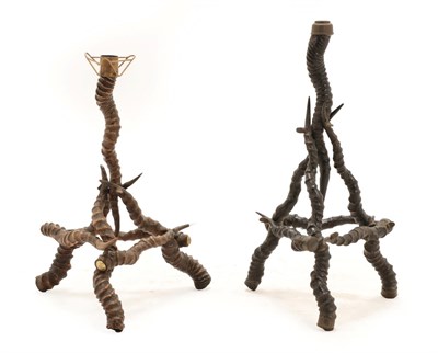 Lot 390 - A Brass Mounted Antler Table Base, 20th century, of tripod form, 55cm high; and A Similar Table...