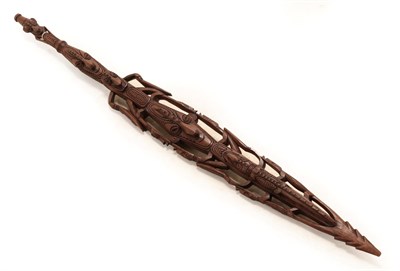 Lot 395 - A Papua New Guinea Hardwood Staff, with figural decoration, 110cm long