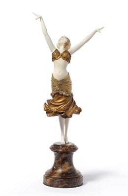 Lot 1479 - Paul Philippe (1870-1930): "Radha" A Cold Painted Gilt Bronze and Ivory Figure, modelled as a...