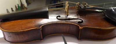 Lot 3010 - Violin 13 3/4'' two piece back, ebony fingerboard, labelled 'Andreas Guarnerius Cremonae, Sub...