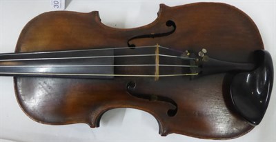 Lot 3011 - Violin 13 7/8'' two piece back, with hand written label ' ... J Lister 1911 presented by K Myer...