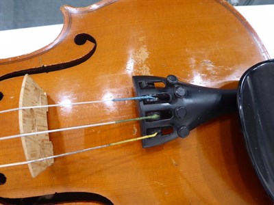 Lot 3019 - Violin 14 1/8'' two piece back, ebony fingerboard, labelled 'Leon Paroche Billancourt Anno...