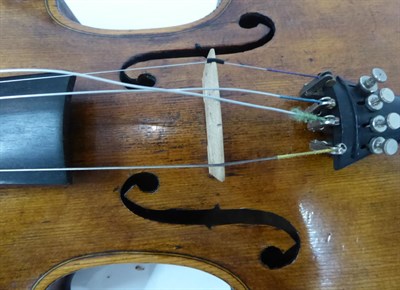 Lot 3020 - Violin 14 1/8'' two piece back, ebony fingerboard, labelled 'Thomas Beale Maker Wardour Street...