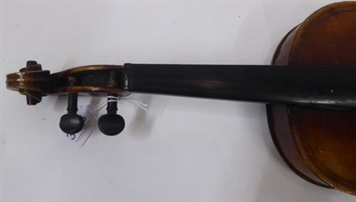 Lot 3023 - Violin 14 3/8'' two piece back, ebony fingerboard, labelled 'Giovan Paolo Maggini Brescia 1690'...