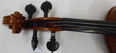 Lot 3029 - Violin 14'' two piece back, ebony fingerboard and pegs, no label, cased