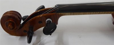 Lot 3029 - Violin 14'' two piece back, ebony fingerboard and pegs, no label, cased