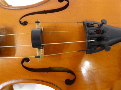 Lot 3031 - Violin 14'' two piece back, no maker's mark or label, cased with bow