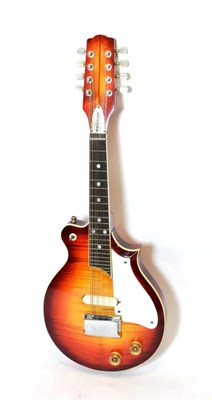 Lot 3045 - Electric Mandolin sunburst body, two control dials, one switch, white scratchplate with plaque...