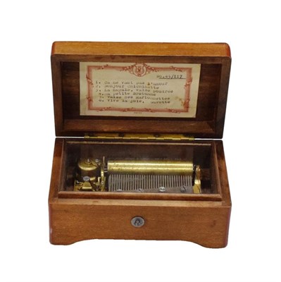 Lot 3068 - A Small Tabatiére Musical Box, Playing six Airs, serial no. 117, Gamme no. 45, with captive...