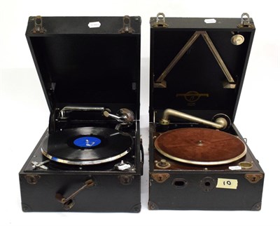 Lot 3084 - A Columbia Model 112 Portable Gramophone, with Columbia soundbox, wooden motor board; and a...