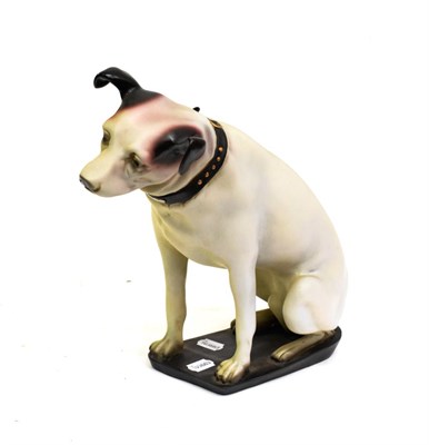 Lot 3095 - A Model Of Nipper, The HMV Dog, 20th century, in well-detailed resin, colour detail, on black base.