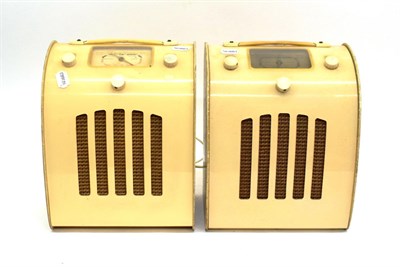 Lot 3097 - A Pair Of Ever-Ready Model C Wireless Receivers, in cream and peach cases, roll-over celluloid...