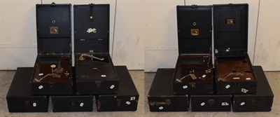 Lot 3102 - A Selection Of Ten Incomplete Portable Gramophones: including HMV 102, 101, Selecta, 101C, in black