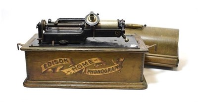 Lot 3104 - An Edison Home Phonograph, no. H106921, with New Model reproducer, pendant plaque date up to Nov 17