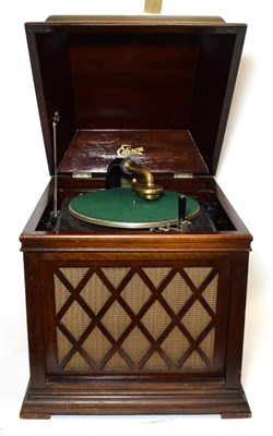 Lot 3114 - Edison Disc Phonograph  with plaque stamped 'B19 SM-23292' in mahogany case with a case of...