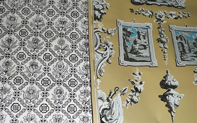 Lot 1492 - Wallpaper 20th century: a quantity of hand blocked and printed wall papers by makers including...