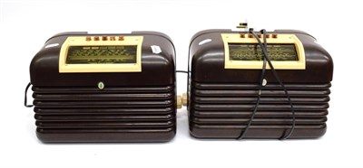 Lot 3128 - Two Bush Type DAC10 Wireless Receivers, with push-button rank cream bakelite surrounds and...