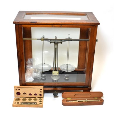 Lot 3138 - J Halden Scaling Dividers (cased) a set of small metric weights (cased) and a precision balance (3)