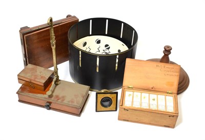 Lot 3139 - Mixed Lot including a zoetrope, beam balance with set of grain weights, a set of prepared...