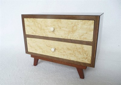 Lot 1494 - A 20th Century Miniature Veneered Chest of Drawers, of plain rectangular design, with two long...