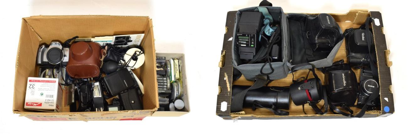Lot 3180 - Various Cameras And Lenses including Rolleiflex SL35M with HFT Planar f1.8 50mm lens; Konica...