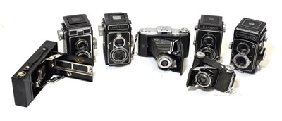 Lot 3183 - Various Cameras including Yashica LM, 2xIkoflex, Flexaret, Zeiss-Ikon Vero folding, Bellica...