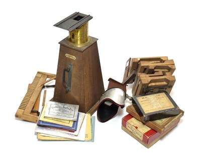 Lot 3188 - Keystone Hand Held Stereo Viewer a Richards viewer and various blank glass plates and other items