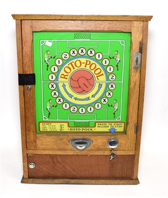 Lot 3211 - Roto-Pool Wall Mounted Amusement Machine with coloured glass front depicting a football field...