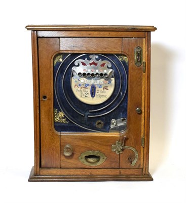 Lot 3213 - The Allwin Wall Mounted Amusement Machine with hand painted label on velvet backing 17x23x6'',...