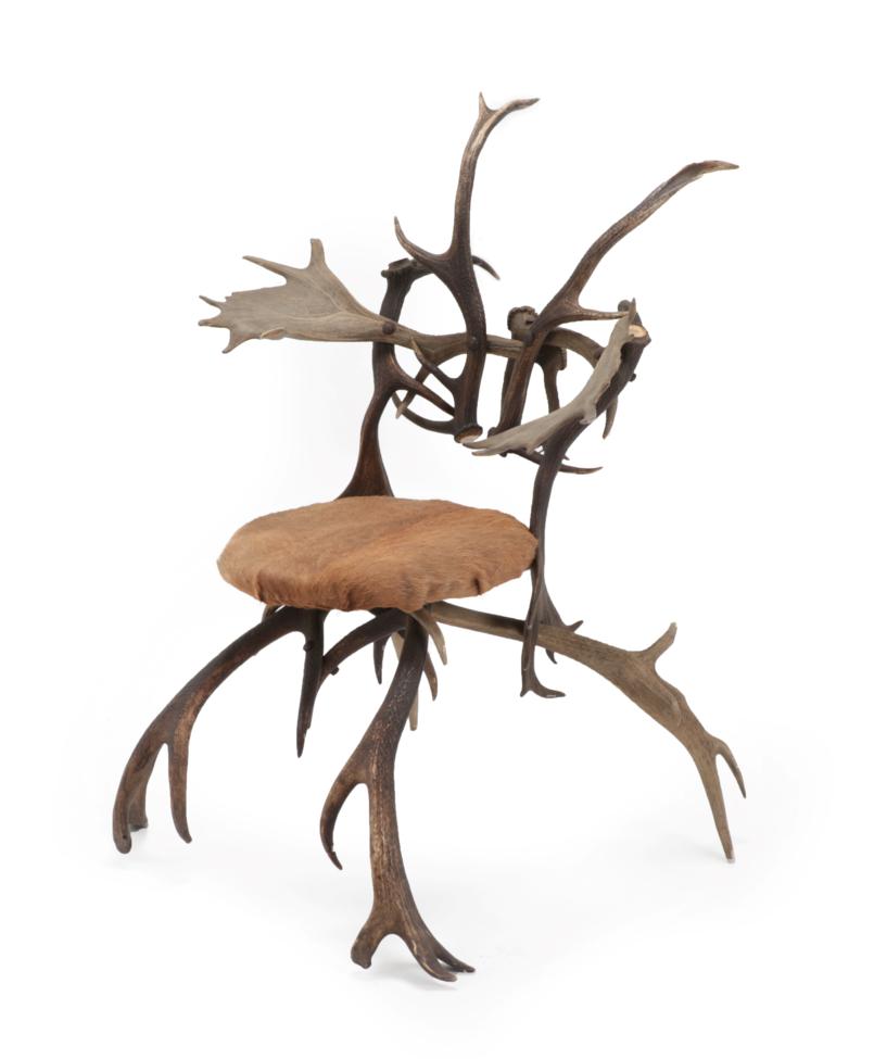 Lot 158 - Antler Furniture: An Antler Armchair, Probably English or Scottish, circa 1860-1870, the...