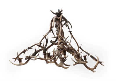 Lot 166 - Antler Furniture: An Austro-German Antler Mounted Six Branch Chandelier, circa late 19th/early 20th