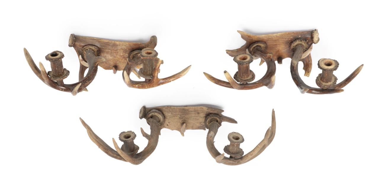 Lot 167 - Antler Furniture: A Trio of Austro-German Antler Mounted Wall Appliques, circa late 19th/early 20th