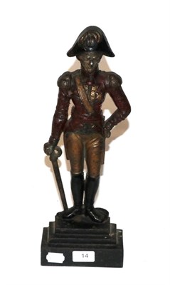 Lot 14 - A painted cast iron doorstop figure of the Duke of Wellington, stepped base