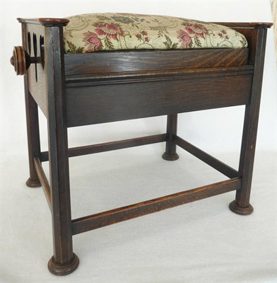 Lot 1534 - An Arts and Crafts Oak Piano Stool, with "rise-and-fall" mechanism by Brooks Limited, London,...