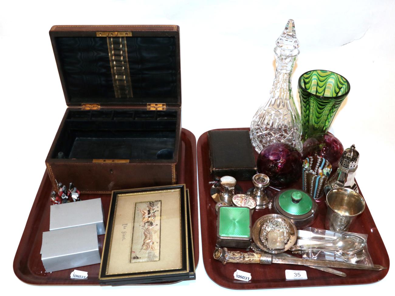 Lot 35 - A group lot of silver, silver plate and other items including: a group of spoons; silver and enamel