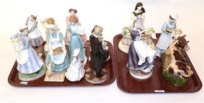 Lot 41 - Nine Royal Worcester 'Upstairs Downstairs' figures; two further Royal Worcester figures; a...