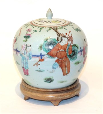 Lot 48 - A late 19th century famille rose vase and cover on stand, circa 1865, with original purchase...