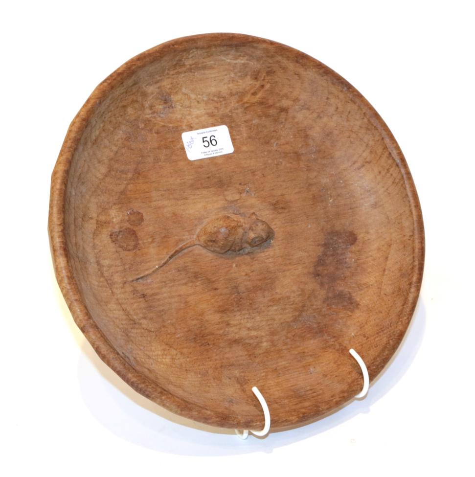 Lot 56 - A Robert Mouseman Thompson Yorkshire oak fruit bowl with carved mouse signature; together with...