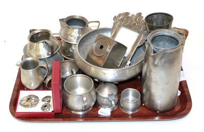 Lot 71 - A quantity of Arts & Crafts pewter including Liberty & Co.; Tudric; English; A Liberty & Co. pewter