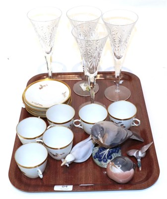 Lot 84 - A set of six Royal Copenhagen cups and saucers; together with four Royal Copenhagen models of...