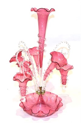 Lot 90 - A Victorian cranberry epergne