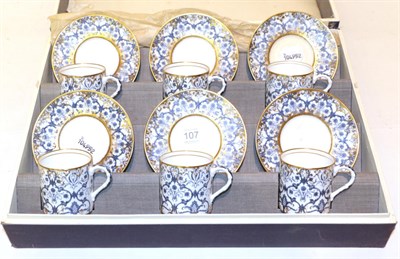 Lot 107 - A cased set of six coffee cans and saucers Royal Worcester 'Aragon' pattern (a.f.)