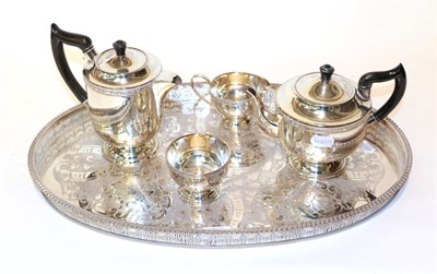 Lot 114 - A four-piece silver plated tea-service, by Viners, 20th century with an oval silver plated...