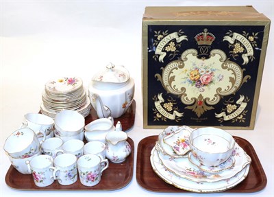 Lot 115 - A Royal Crown Derby Posies pattern eighteen piece tea service with cream and sugar; together with a