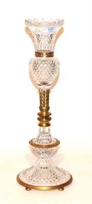 Lot 117 - A Baccarat style cut glass and gilt brass table centrepiece, stamped Osler to base