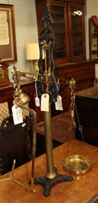 Lot 165 - A set of Victorian brass and cast iron scales, lacking plate